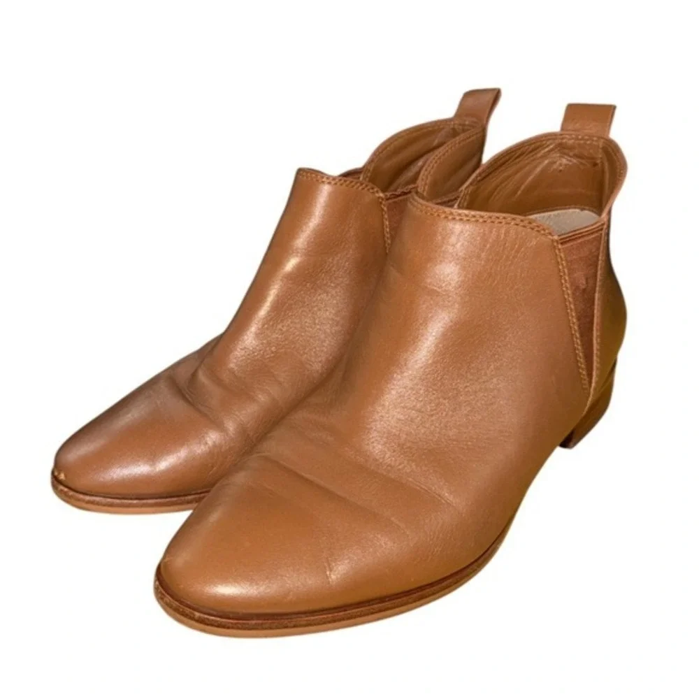 Michael Kors Ankle Boots Women 7.5M Pre-Owned‎ Booties Tan Leather Pointed Toe
